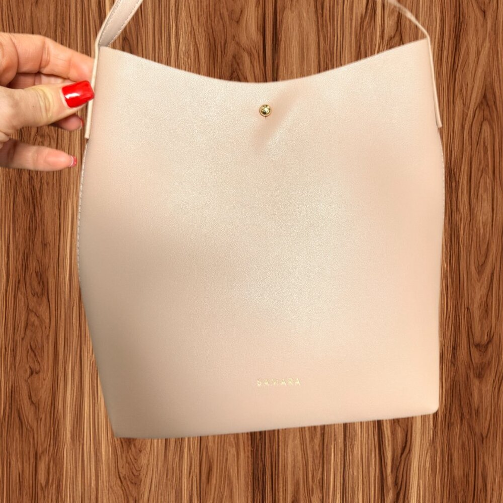NWOT Samara Blush‎ Pink Vegan Leather Small Crossbody Bucket Bag, OS - Picture 5 of 8